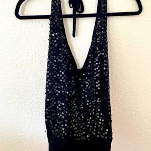 Sequined low back Halter Top